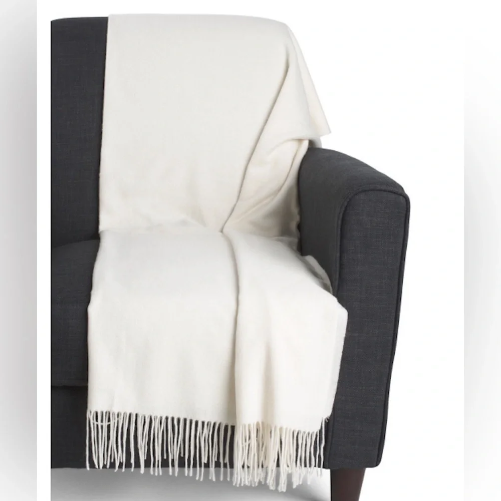 Tahari Home Cashmere Whisper White Throw Blanket